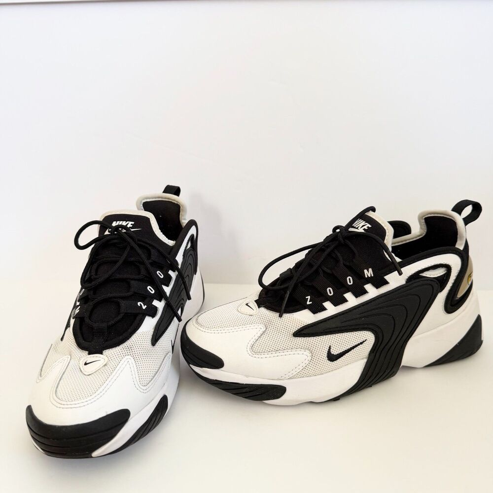 Nike Zoom 2K White Black Leather Chunky Dad Sneakers 7.5